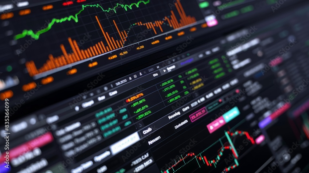 Poster detailed view of a computer screen filled with various data and information, showcasing a wealth of 