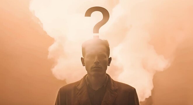 The title "Silhouette of a person with a question mark head symbolizing problemsolving" could be changed to "Symbolic silhouette of a person with a question mark head representing problem-solving". C