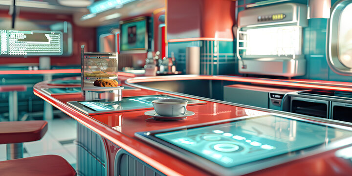Retro-Futuristic Diner: A diner that combines 1950s diner aesthetics with modern technology like self-cooking appliances and interactive tabletops.