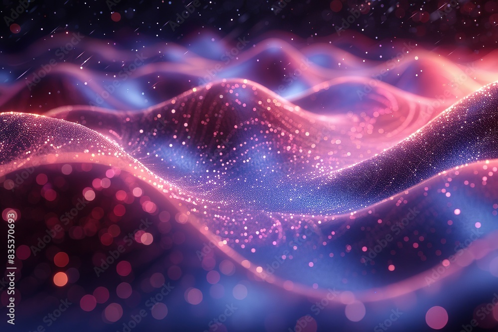 Aufkleber abstract background with a blue and purple gradient, a futuristic wave of particle dots on a digital