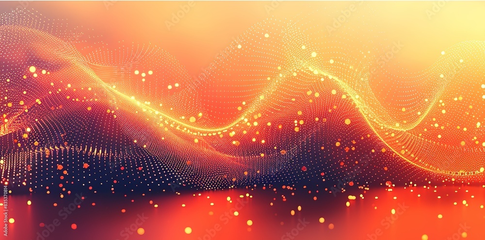 Poster a colorful, abstract background with a lot of dots and a wave