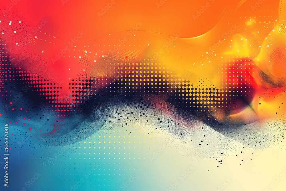 Poster abstract orange and yellow gradient background with halftone dots