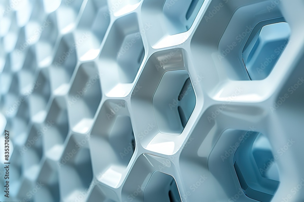 Poster abstract white background with hexagon patterns, futuristic technology concept, simple and minimalis