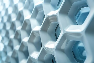 Abstract white background with hexagon patterns, futuristic technology concept, simple and minimalistic wallpaper design