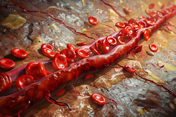 An image showing the accumulation of fat in the blood vessels