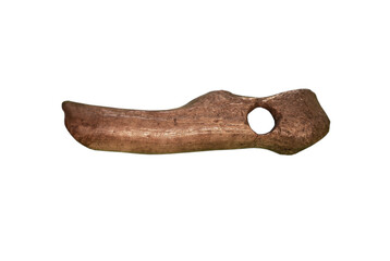 neolithic ax on white, isolated