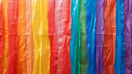 Naklejka premium Rainbow stripes representing LGBTQ+ pride, highlighting diversity and inclusion (close up, celebration theme, vibrant, Fusion, parade backdrop)