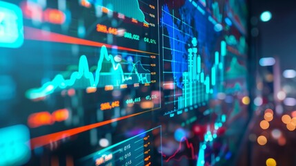 A computer screen filled with a dense array of data, graphs, charts, and numbers, showcasing intensive information processing.