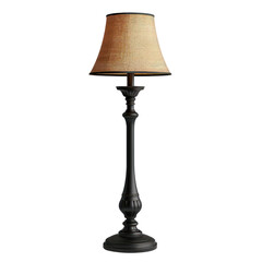 Obraz premium Elegant black table lamp with brown lampshade. Great for home decor and lighting. Perfect for living room, bedroom, or office. transparent backgrounds
