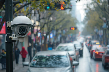 Obraz premium cctv camera. Traffic video surveillance systems (CCTV) on the road in the city.