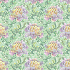 Floral variety color, form natural, seamless fabric pattern.