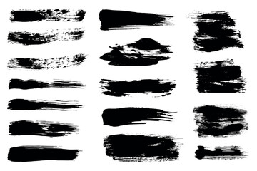 Ink brush strokes, black paint, brushes, lines, grungy. Grunge artistic black paint stokes