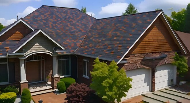 House roof repair fixing and maintaining the top structure of a home. Concept Roof Repair, Home Maintenance, Weatherproofing, Leak Fixing, Structural Integrity