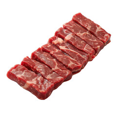 Obraz premium Fresh raw beef short ribs neatly stacked on a white background, perfect for culinary and food photography purposes. transparent backgrounds