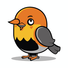 Robin Bird is a cute little bird character with a white background, vector illustration