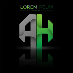 Letters of the alphabet A and H. The color letter composition of the octagon. A template for a logo, monogram, brand, or stand. A creative idea