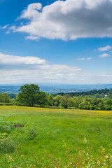 English Countryside View in Clee Hill, Shropshire, UK looking towards Wales in Portrait Orientation