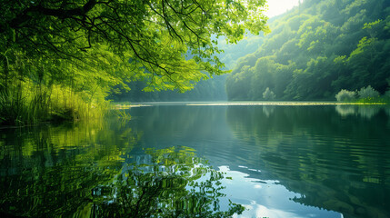 Fototapeta premium morning on the lake 