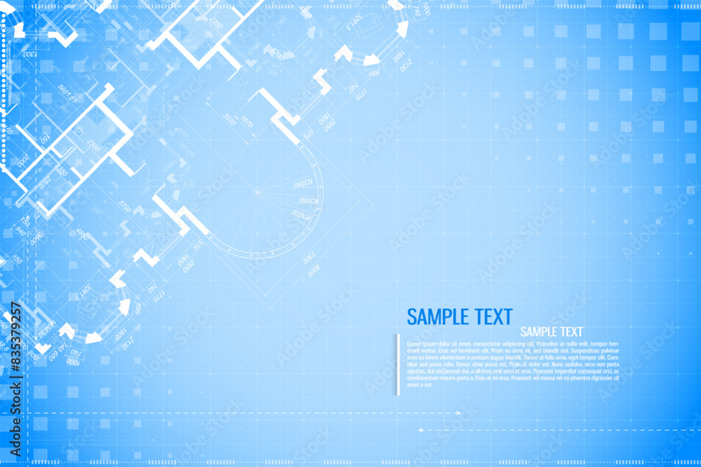 Wall mural architectural background. building construct plan. interior design sketch draw. home floor architect