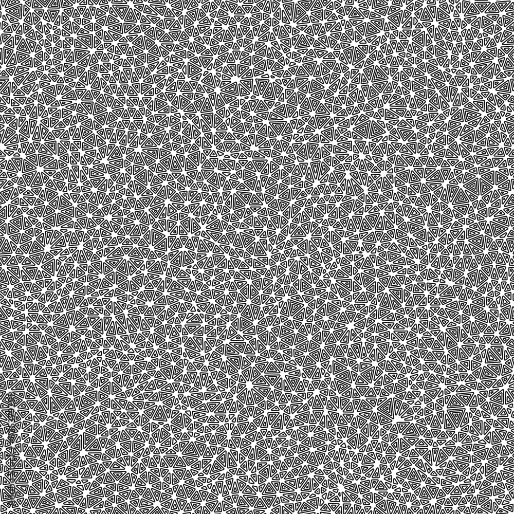 Poster triangles background design. tiny triangles size. multiple repeated inner triangles. black and white