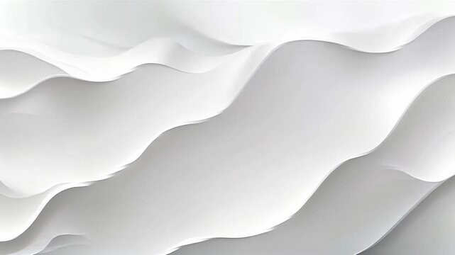 Abstract white paint wave curves moving on a white background loop - looping background.