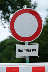 Straßensperrung wegen Hochwasser, Deutschland