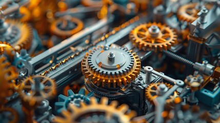 Tiny workers adjusting large, colorful cogwheels, intricate details, Realistic Diorama, Bold Hues, High Detail 8K , high-resolution, ultra HD,up32K HD