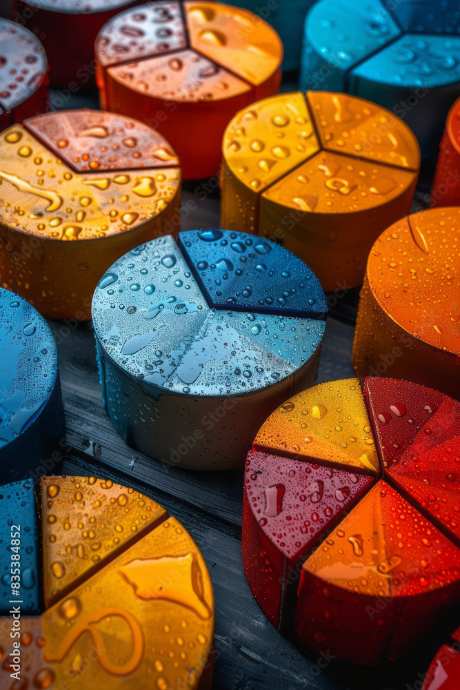 Poster a series of pie charts that gradually show larger segments for profit and market share over time,