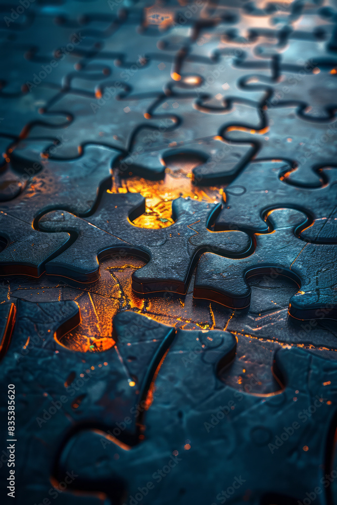 Aufkleber an animation of a puzzle coming together piece by piece, symbolizing the development of a comprehens