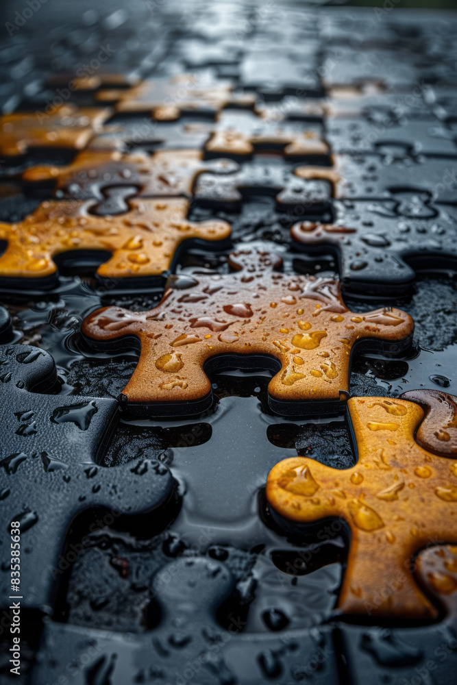 Aufkleber an animation of a puzzle coming together piece by piece, symbolizing the development of a comprehens