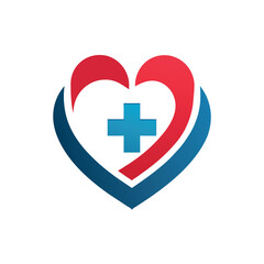 Minimal and simple medical logo concept vector art illustration,  a heart shape medical logo