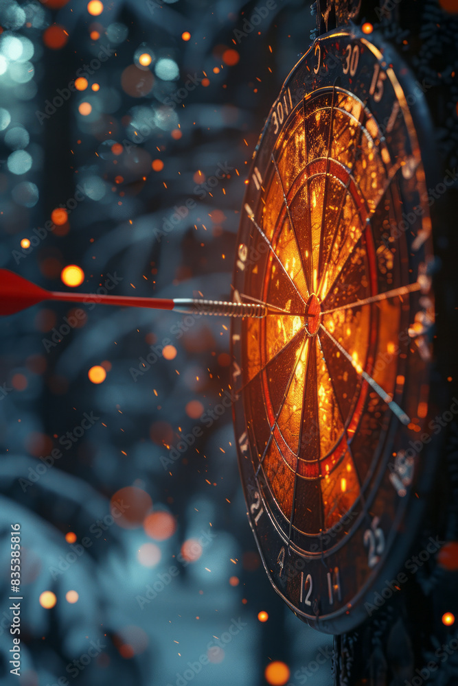 Aufkleber an animation of a dart hitting a bullseye, symbolizing the focus and precision of strategic planning