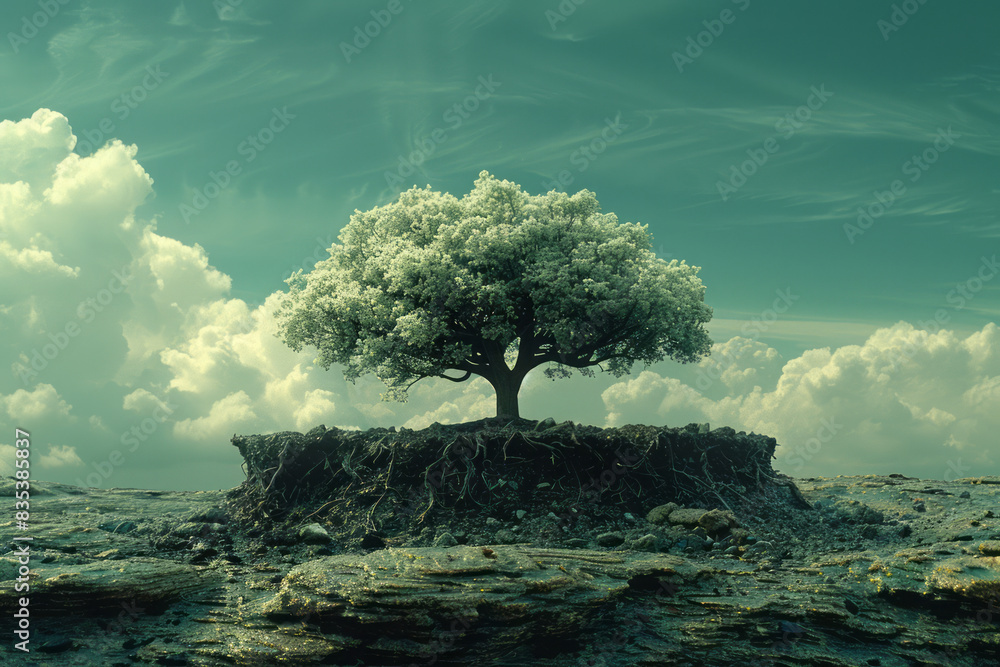 Aufkleber An animation of a tree growing from the roots up, each branch representing a different aspect of a business strategy,