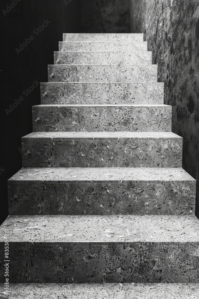 Poster an animation of a staircase with each step labeled as a different phase of a business plan,