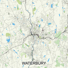 Waterbury, Connecticut, United States map poster art