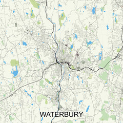 Fototapeta premium Waterbury, Connecticut, United States map poster art