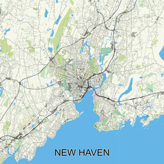 New Haven, Connecticut, United States map poster art