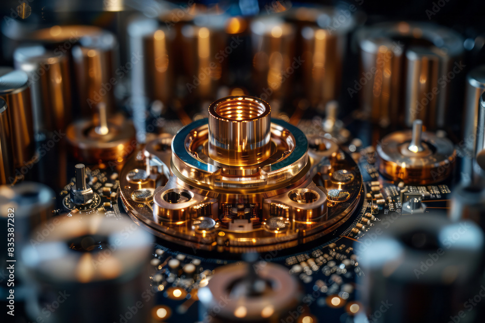 Aufkleber a close-up of a quantum computer, showcasing its intricate design and components,
