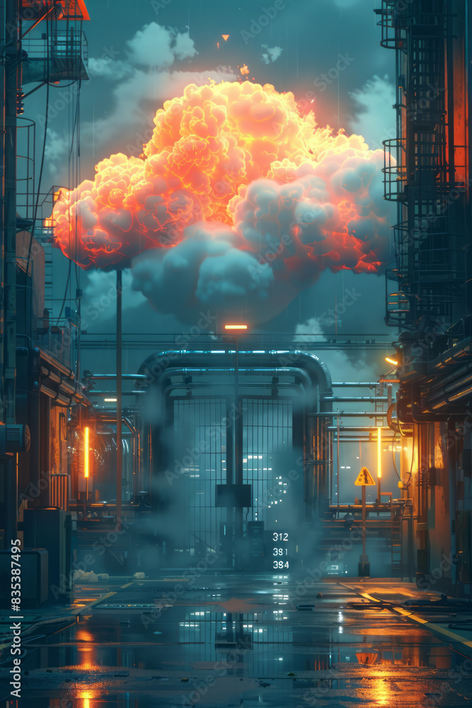 Poster an animation of a mobile device backing up data to the cloud, with progress indicators,