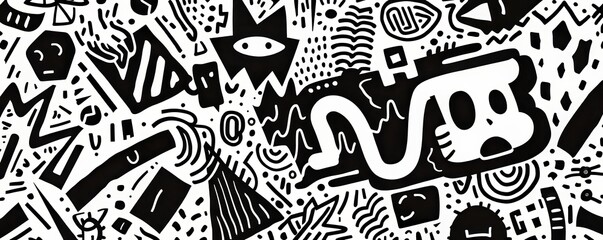 Black And White Doodle Pattern
