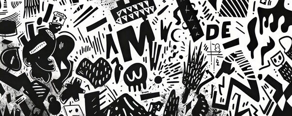 Abstract Black And White Graffiti Art