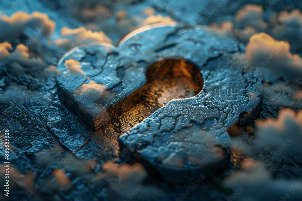 Poster a close-up of a secure lock icon overlaying a cloud, representing data encryption and security,
