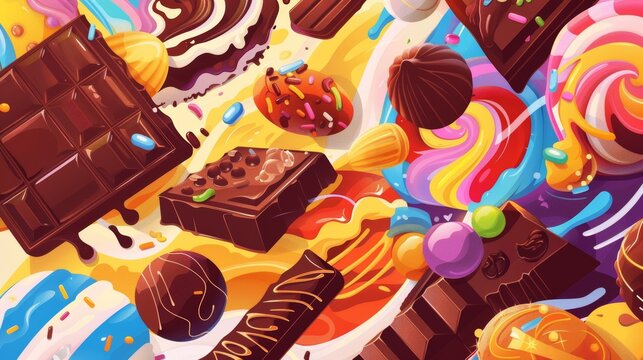 Colorful Chocolate Festival Advertisement Poster - Delicious Treats and Playful Design for Events and Marketing