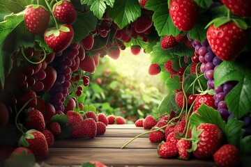 arch of juicy and fresh wild berries