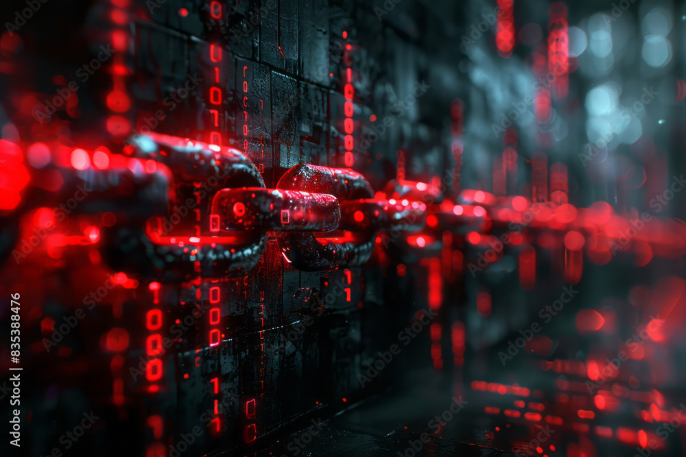 Poster an illustration of a firewall blocking unauthorized access, with data flowing safely through secure 