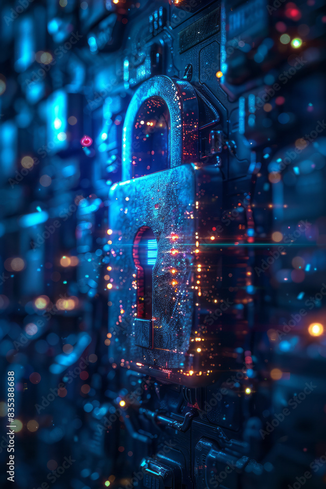 Poster a visual of a secure email with an encrypted message, showing a padlock icon,
