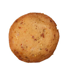 Chicken salami fried thick on an isolated background