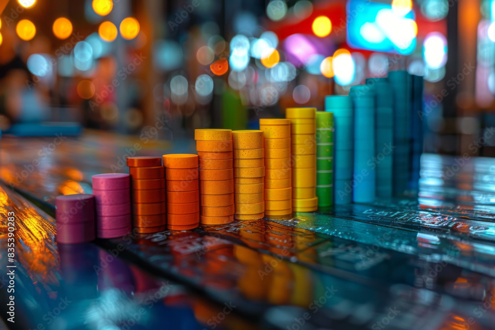 Poster a bar chart displaying the results of a survey on customer satisfaction, with different colors repre