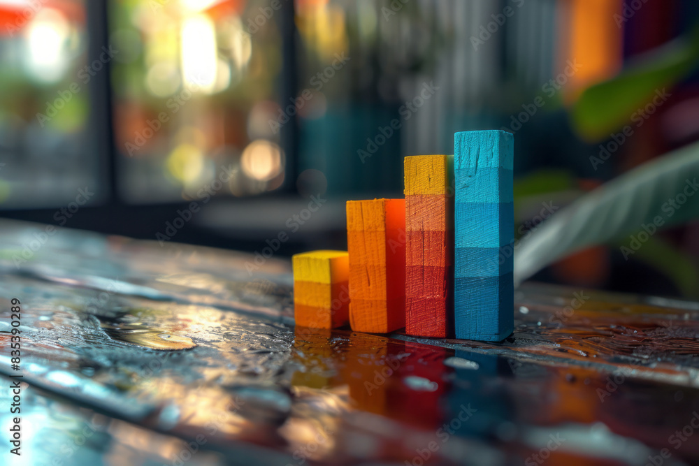 Poster a bar chart displaying the results of a survey on customer satisfaction, with different colors repre