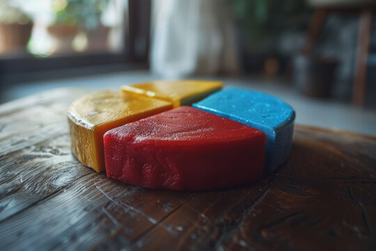 A pie chart illustrating the market share of different companies in an industry, with each segment representing a company,